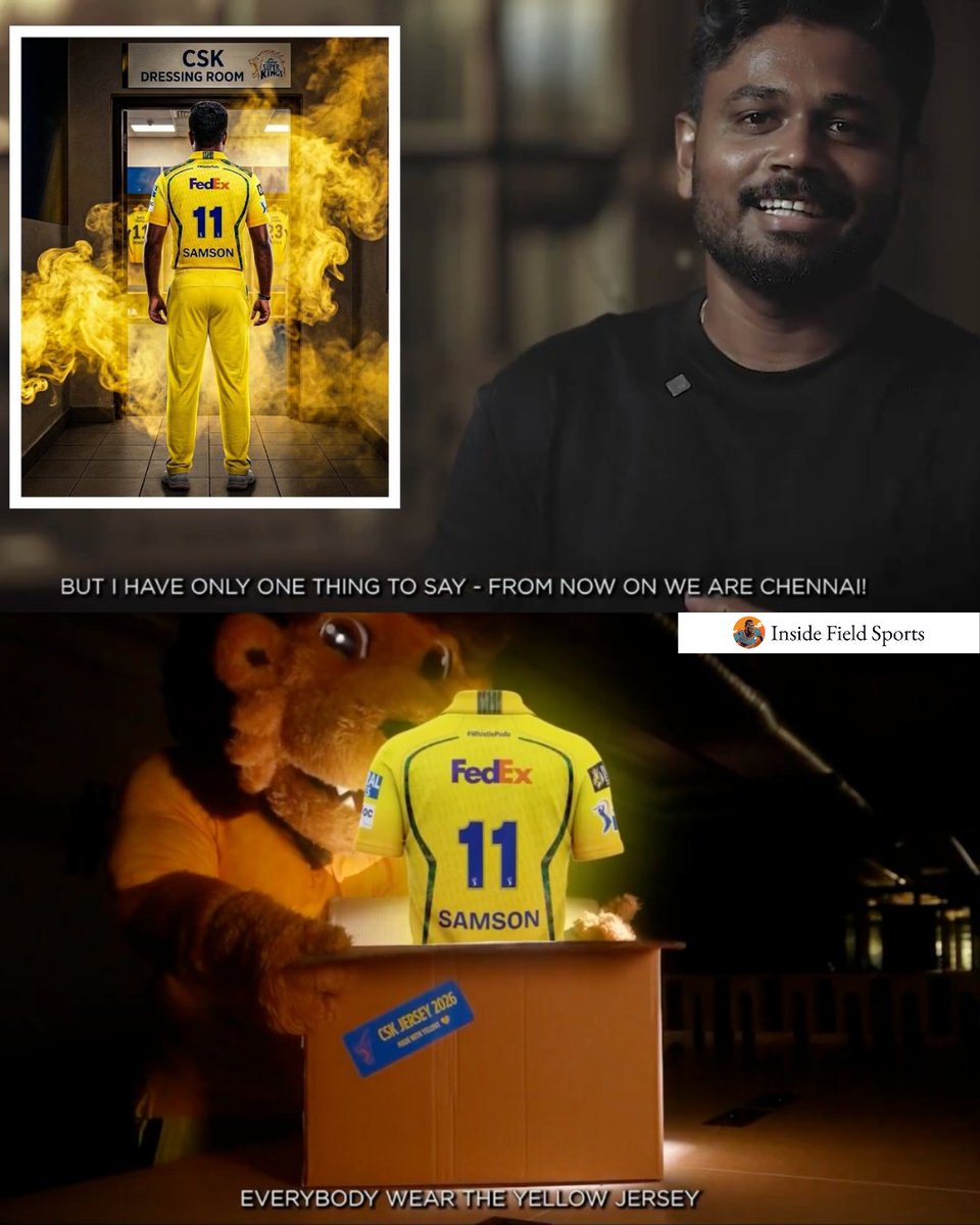 Sanju Samson will don the JERSEY NO. 11 for CSK and the franchise has officially added Sanju's jersey to their official merchandise store! 🦁💛

#CSK #WhistlePodu #sanjusamson #IPL2026 #InsideFieldSports