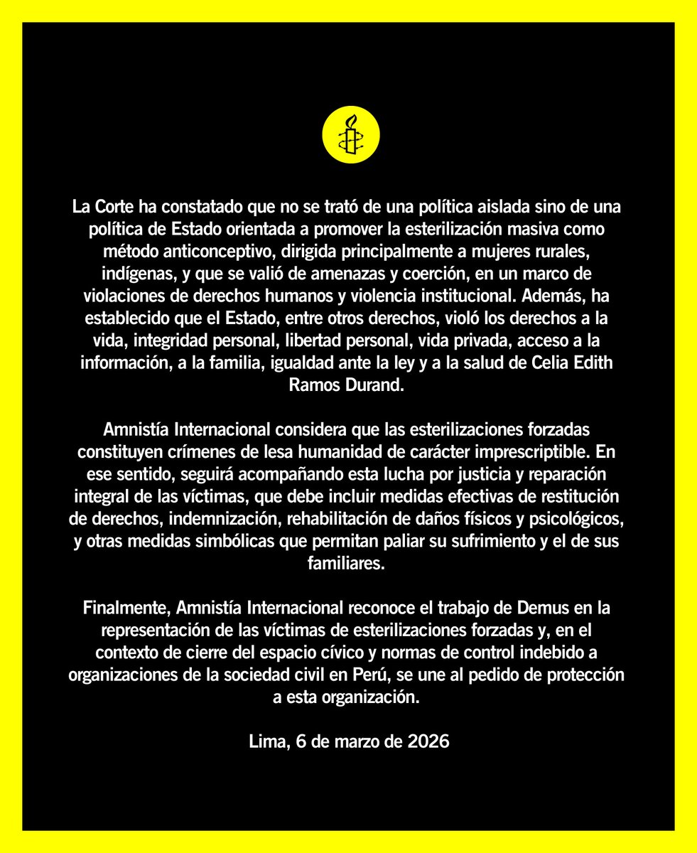 Amnistía Internacional Perú tweet media