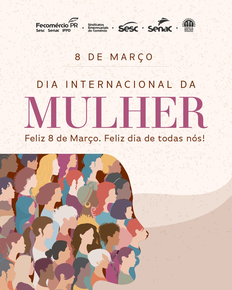 Somos um universo em expansão. ✨
Que nunca nos falte voz, espaço e reconhecimento.
Hoje celebramos nossas vitórias, nossas lutas e, sobretudo, nossa potência.
Feliz 8 de Março. Feliz dia de todas nós! 💜
#DiaDaMulher #8DeMarço #SescPr #SenacPr #FecomercioPr