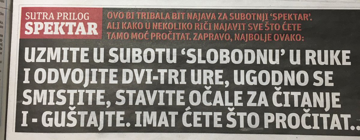 Jer oni kojem ne tribaju očale ionako ne čita.