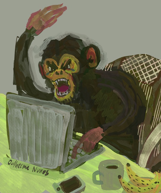 chimpanzee is very angry with a hot take posted by a mutual he has been following since 2013