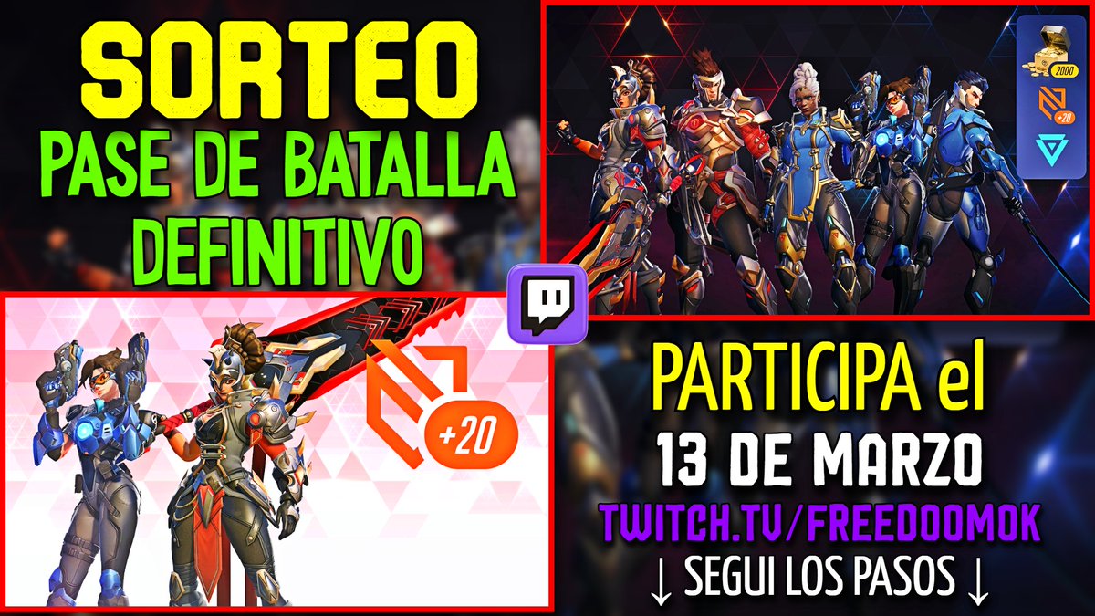 ⚠️SORTEO PASE DE BATALLA DEFINITIVO⚠️

• Requisitos:
👤Seguirme en X, Twitch e Instagram
👥Menciona un amig@ + tu user en Twitch
🔄RT y LIKE💙
🗓️Sorteo: 13/03 x Twitch

Muchas gracias <a href="/OverwatchLATAM/">Overwatch</a> por los codigos!

#OWLATAMSorteo