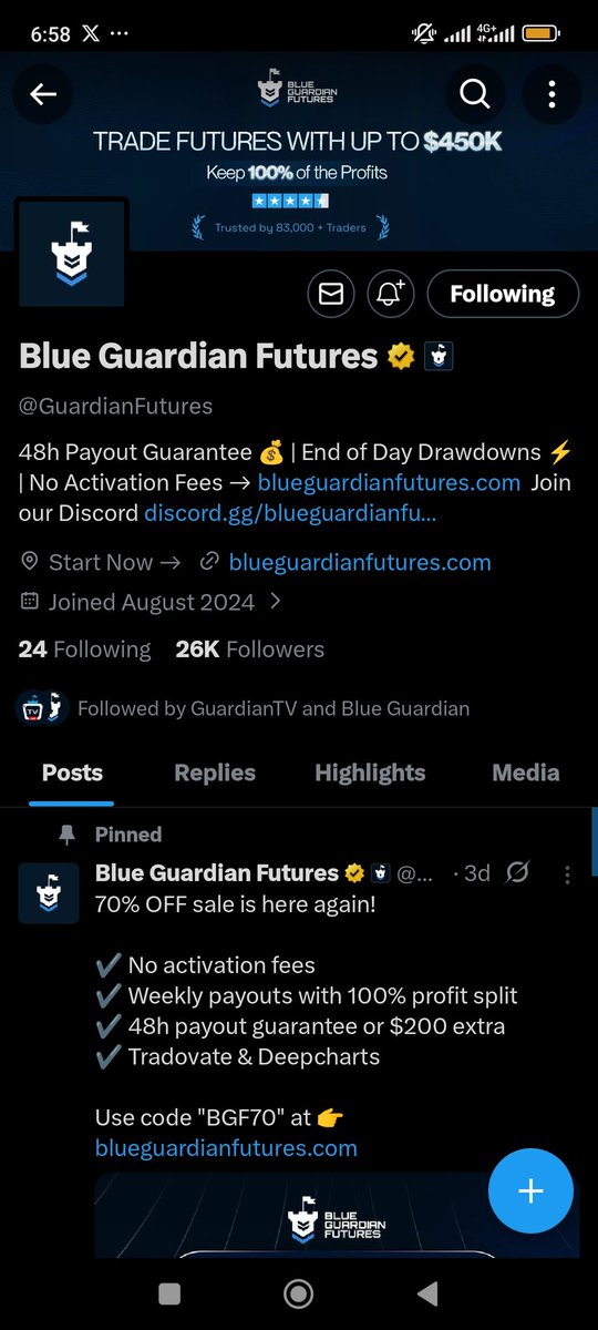 BillBoss5566's tweet photo. @CHIROMAFX @BlueGuardiancom @GuardianFutures @GuardianTvLive ✅ https://t.co/lSslRYcjEz