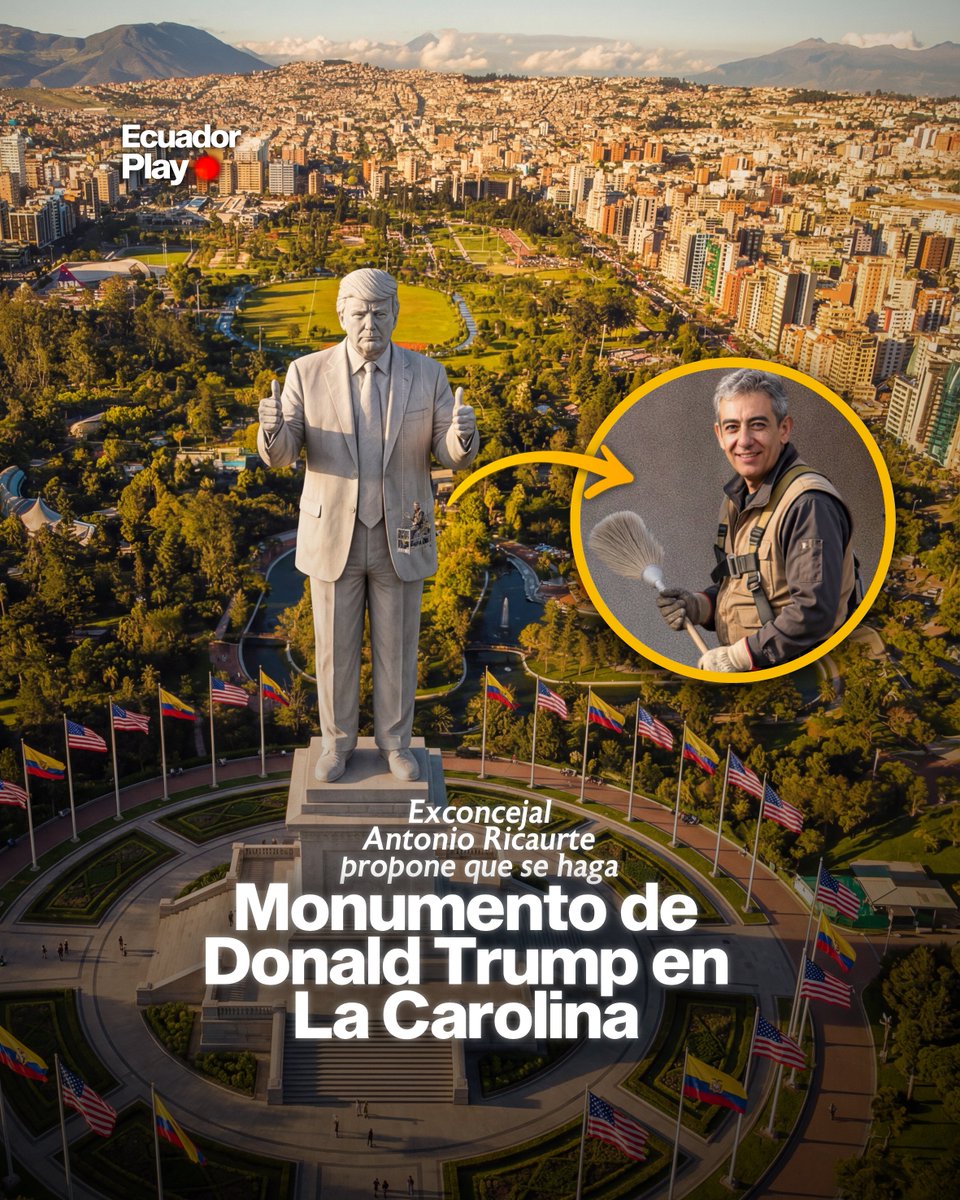 EcuadorPlay's tweet photo. 🗽 ¡UN TRUMP EN LA CAROLINA!

🗿 El exconcejal de Quito, Antonio Ricaurte propone que se construya un monumento de Donald Trump en el bulevar de La Carolina, en #Quito, como reconocimiento a lo que considera un liderazgo decisivo de 🇺🇸 Estados Unidos frente a 🇻🇪 Venezuela, 🇮🇷 Irán y 🇨🇺 Cuba, ¿qué opinas?