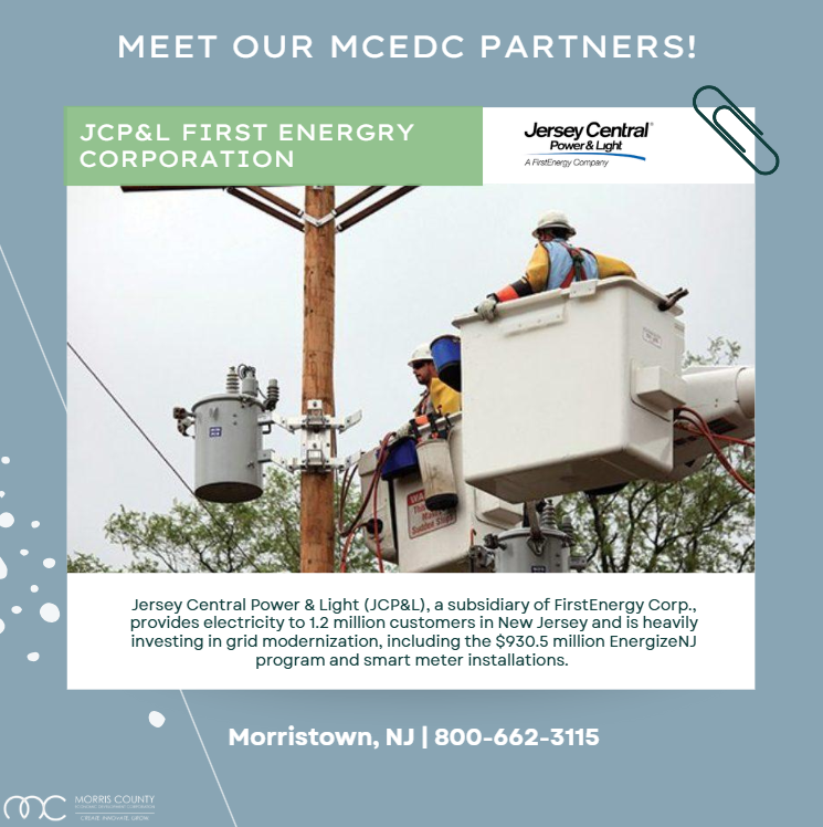 MCEconDev's tweet photo. Meet Our Partners at JCP&amp;L, a First Energy Corp! Jersey Central Power &amp; Light (JCP&amp;L) provides electricity to 1.2 million customers in New Jersey and is heavily investing in grid modernization, including the $930.5 million EnergizeNJ program and smart meter installations. https://t.co/TgFizFiRlW