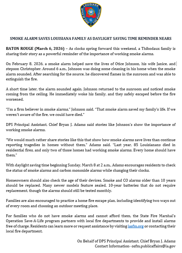 Louisiana Office of State Fire Marshal tweet media