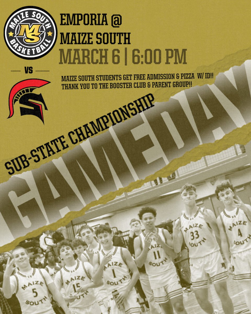 MaverickBuckets's tweet photo. GAMEDAY! It's a GREAT day to win a Sub-State Championship!! Maize South hosts Emporia TONIGHT with a trip to STATE on the line! #LETSGOMAVS #MAVSUP 🤘🤘🏀🏀💪💪
Tip @ 6:00PM
📺: NFHS, Hudl Fan, or https://t.co/nvpcRUI0K7 https://t.co/3sm6R6Zmet