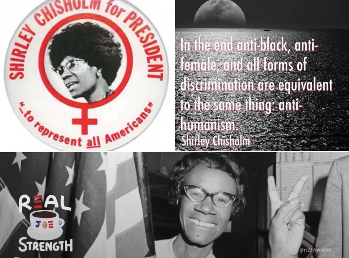 tizzywoman's tweet image. Shirley Chisholm made history by being the 1st Black woman elected to Congress in '68 &amp;amp; the 1st to run for POTUS in ‘72. She served as a Rep from NY for 14 years. Her #CupOfJoe is #UnboughtAndUnbossed.

#WomensHistoryMonth 
#DemsUnited