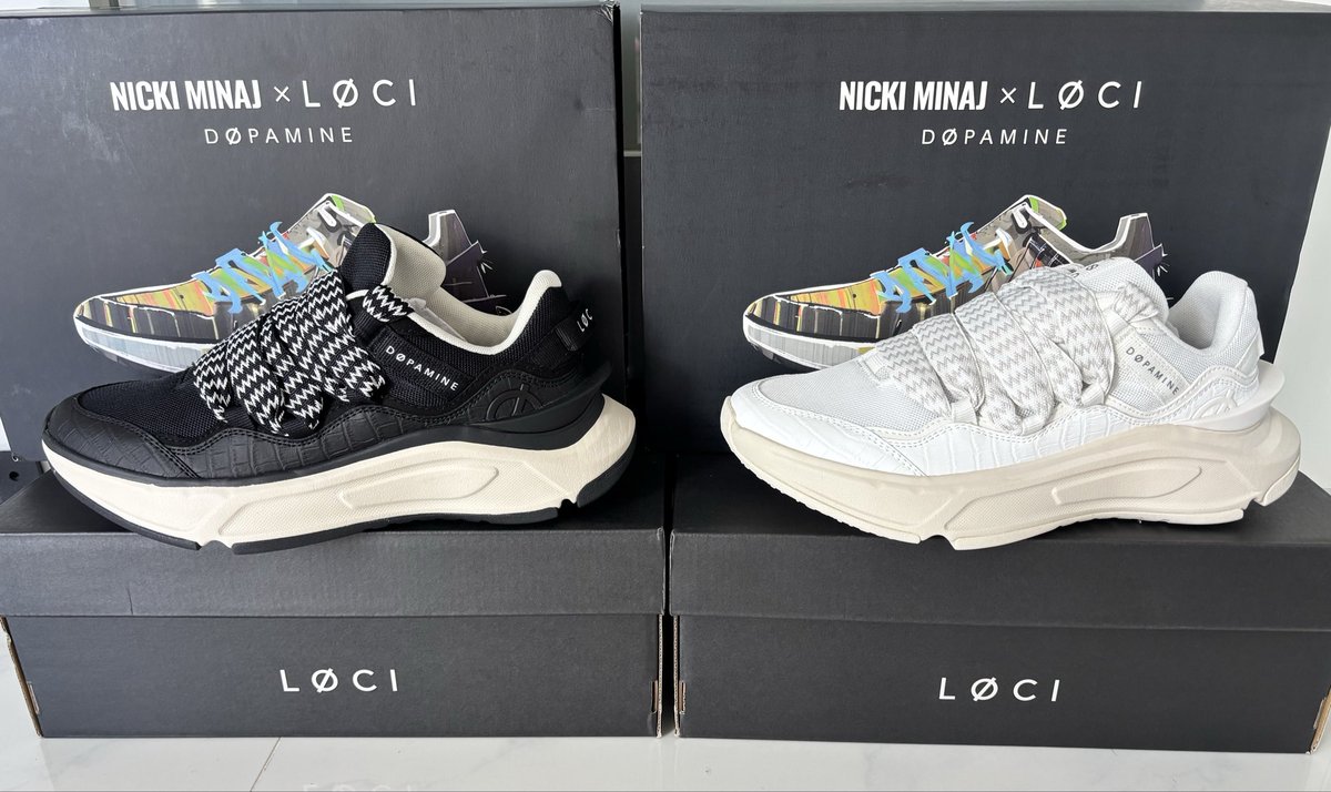 iamCortneyB's tweet photo. My 2nd &amp; 3rd pair. 😍 These sneakers are so comfortable, and the design is the cherry on top. I love it when people ask me where I got them and I get to say “These are Dopamine by Nicki Minaj.” 😊 Highly recommended for exercise, work, and everyday wear. @NICKIMINAJ @locibynickim https://t.co/fnQwpuZDSh