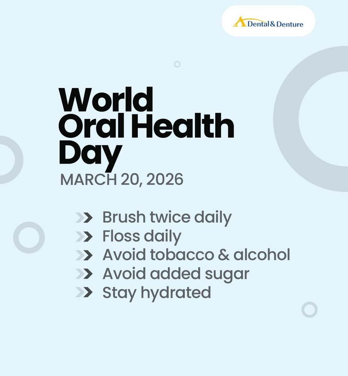 dentaldenture's tweet photo. Good oral health can support your overall health. Make sure you follow these tips for better oral health; it's never too late to start taking care of yourself. #worldoralhealthday #oralhealthtips #oralhygiene #ADentalDenture #Seattle #WA https://t.co/aibzoSwYeW