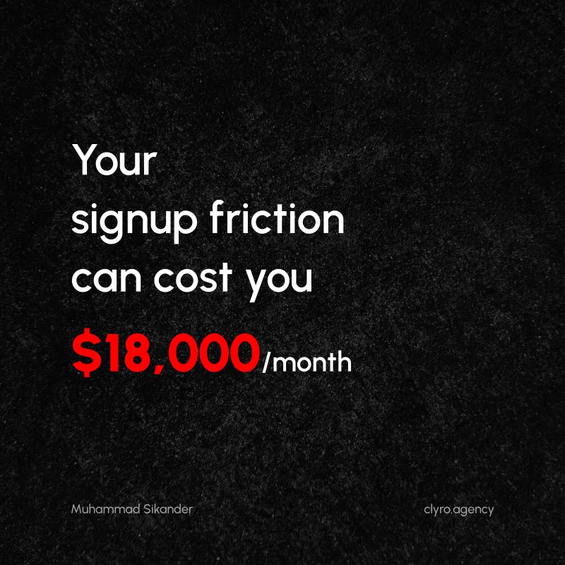 sikanderux's tweet photo. Your signup has 9 fields.

Your competitor has 1. 

You're losing $18,000/month to that decision. 

Here's the math: 

• 1,000 monthly visitors
• 40% start signup (400 people)
• 15% complete 9 fields (60 activations) 

Your competitor with 1 field:

• Same visitors
• Same 40% start
• 60% complete (240 activations) 

That's 180 more activated users per month. 

180 customer difference × $100/month subscription = $18K monthly recurring revenue gap.

Over a year, that's $216,000 in recurring revenue you're leaving on the table.

This isn't about making things pretty. It's about removing friction at every step that costs you money.  

Every extra field. Every vague button label. Every confusing dashboard. Each one has a price tag.

Good UX isn't a nice-to-have. It's your revenue engine.