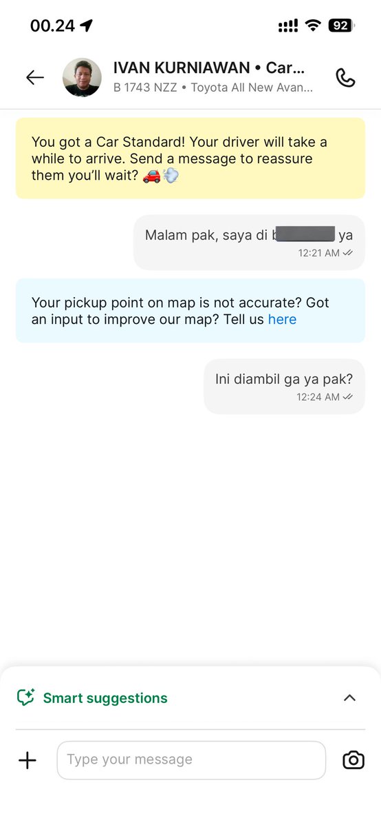vicparera's tweet photo. Baru aja kejadian hal serupa. Gua baru balik kerja, dapet dua oknum yg begini @GrabID 
Ga akan sensor nama driver &amp; plat karna mereka confirm untuk antar tapi ga respon dan sengaja di diemin.

Fyi, tahun ini udah complain 4x dengan kejadian serupa https://t.co/CeidPqTRXe
