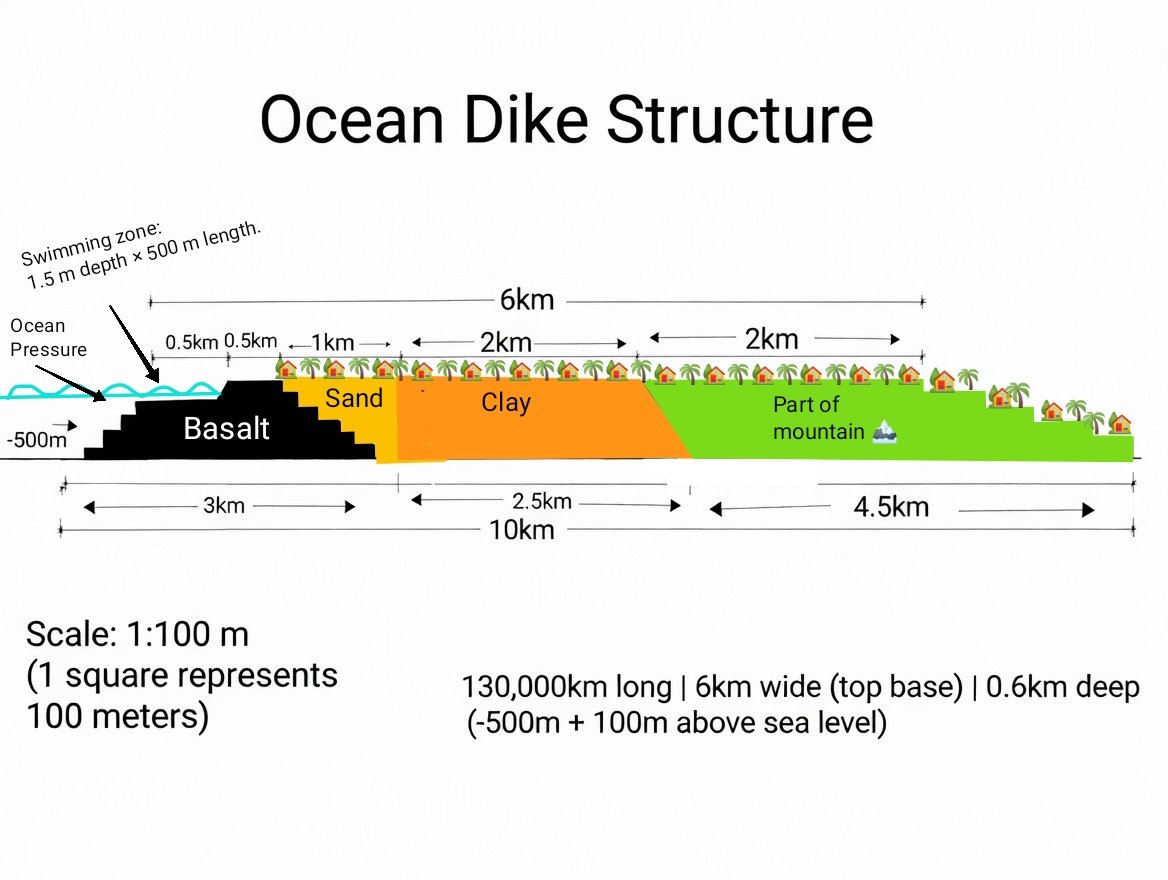 LlazarLule7's tweet photo. Final structural dimensions of the Oceanic Dike.
#OceanicDike
#OceanicDikeStructure
#MegaEngineering
#FutureInfrastructure
#GlobalEngineering
#BasaltWall
#ClayCore
#SandLayer
#MountainMass
#DikeDesign
#EngineeringConcept
#MacroEngineering
#PlanetaryEngineering
#EarthScaleProject https://t.co/5QODe7MpXR
