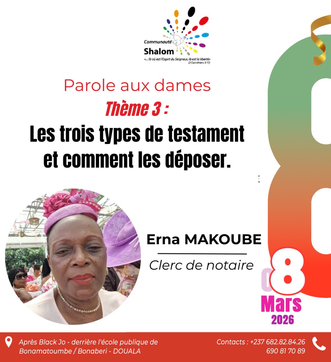 Voici, en attendant les conférences sur le mariage.

C'est chez nous, dans notre église. 

Si tu veux, tu viens, si tu veux, tu ne viens pas.