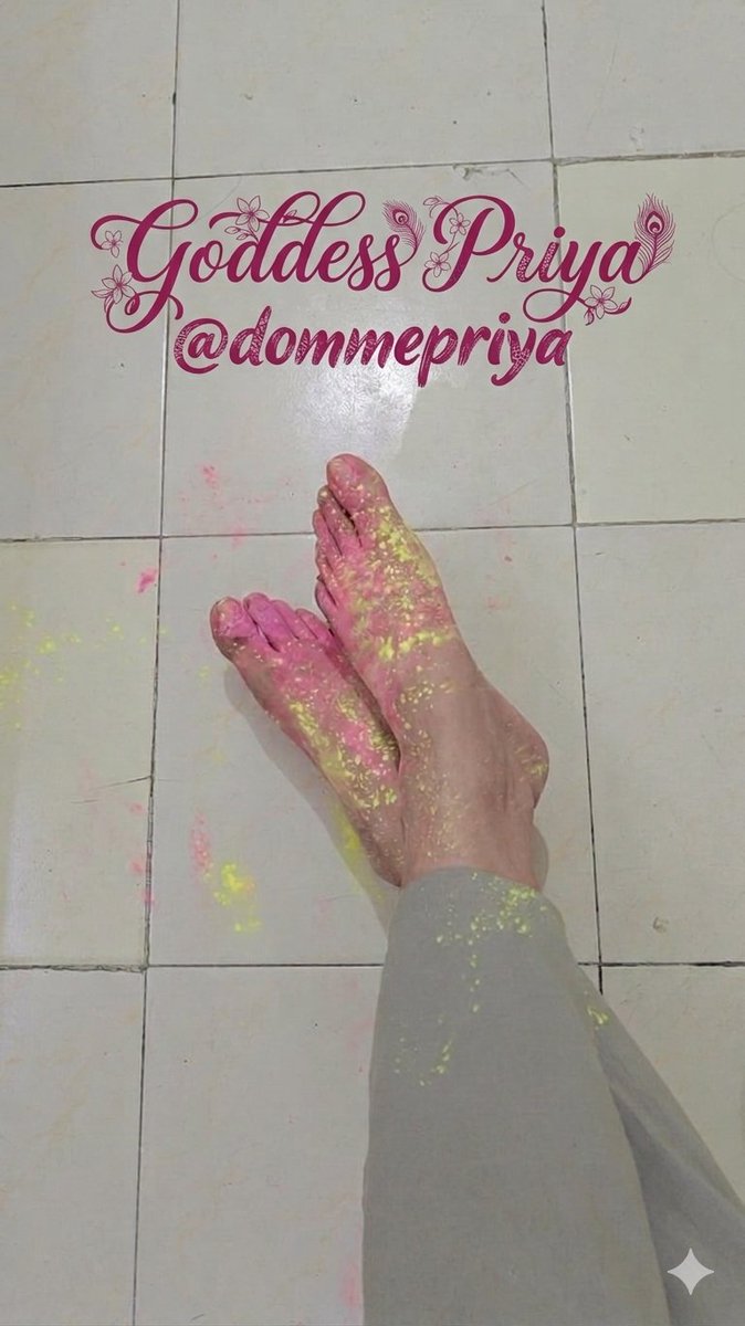 devotedslave03's tweet photo. Holi is incomplete without getting blessings from the true goddess Priya.

Thank you for blessing us with your divine feet @dommepriya 

We live for your happiness.
My only purpose of life is to serve under your holy feet. https://t.co/gYHp77xUoR