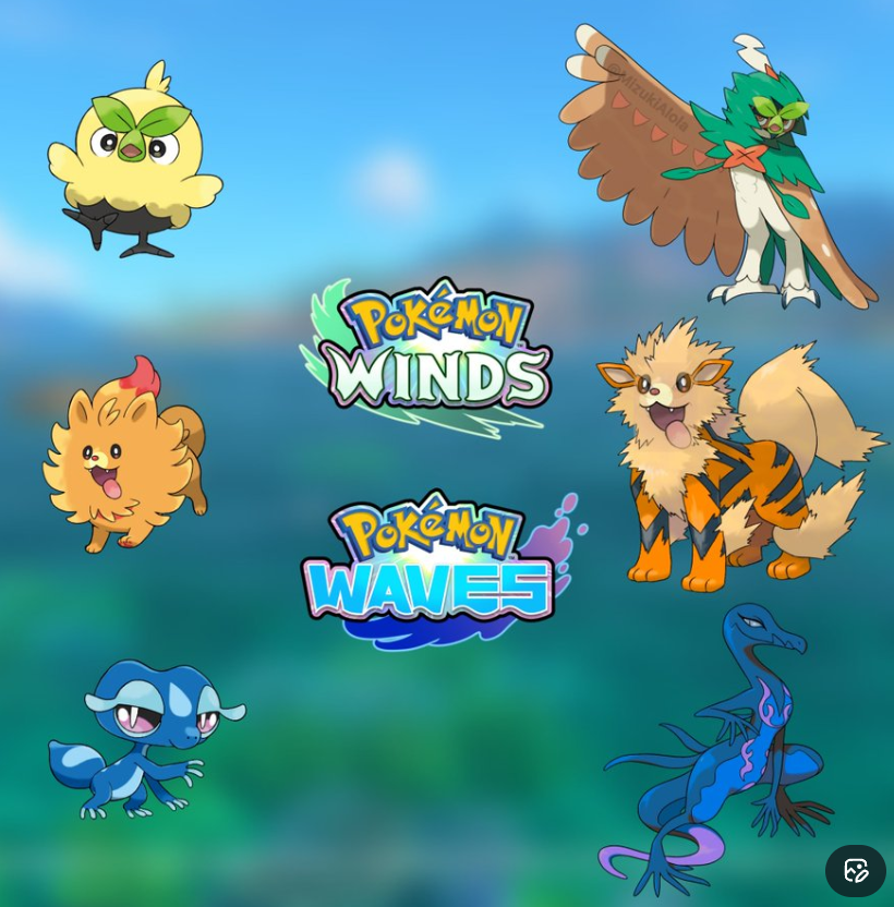 SelectrCollectr's tweet photo. Pokemon Winds and Waves starter Pokemon evolutions have been leaked https://t.co/EmcLLb40tn