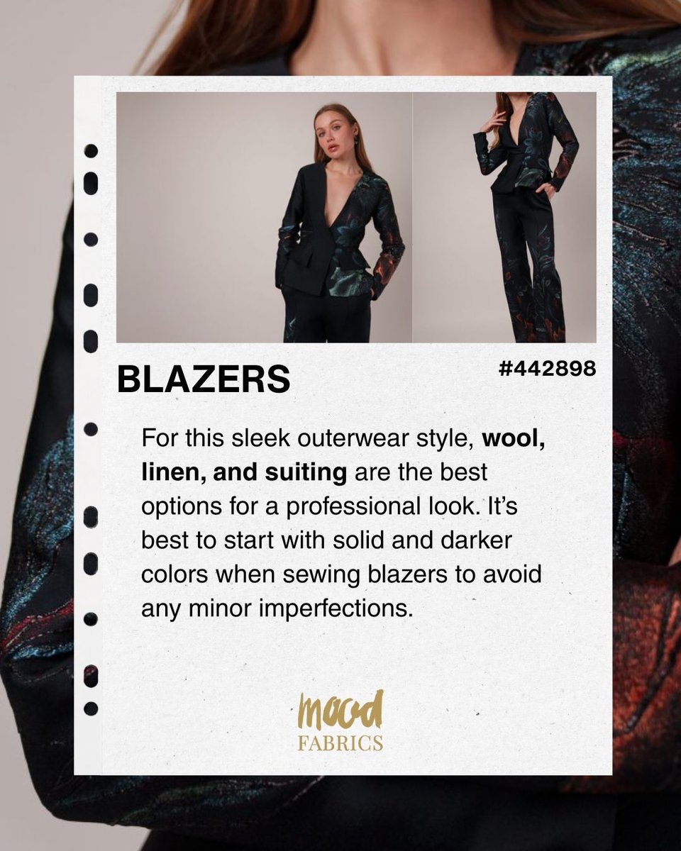 Mood_Fabrics's tweet photo. Your go to outerwear fabric guide 🧥✂️ From blazers to parkas, fabric choice makes the difference. #MoodFabrics #MadeWithMood #SewingTips #OuterwearSewing #FabricGuide https://t.co/ZEBoGhBg9a