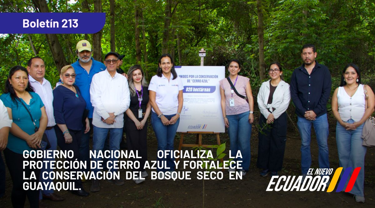 EcuadorMAE's tweet photo. 🔸BUENA NOTICIA

📍Este Ministerio oficializó este viernes 6 de marzo la declaratoria del Bosque y Vegetación Protector Cerro Azul, un área estratégica para la conservación del bosque seco tropical en Guayaquil.

🔸Más detalles⏩ https://t.co/j4DoelnCs7

#ElNuevoEcuador https://t.co/X2o71c4atf