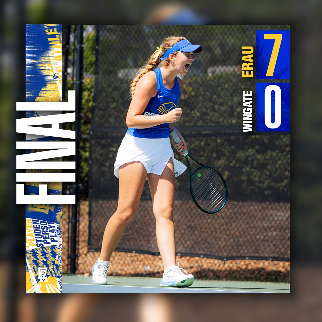 ERAUWTennis's tweet photo. Smoked 😴 Eagles breeze past Wingate 7-0. No one gave up more than 4 points in a single set! 

Forget your plans tomorrow and be sure to get out and cheer your women's tennis team on in a top-10 match vs SSC rival Barry University. First serve at 10 a.m.

#GoERAU // #Win // #Next https://t.co/2r0b8BezI5