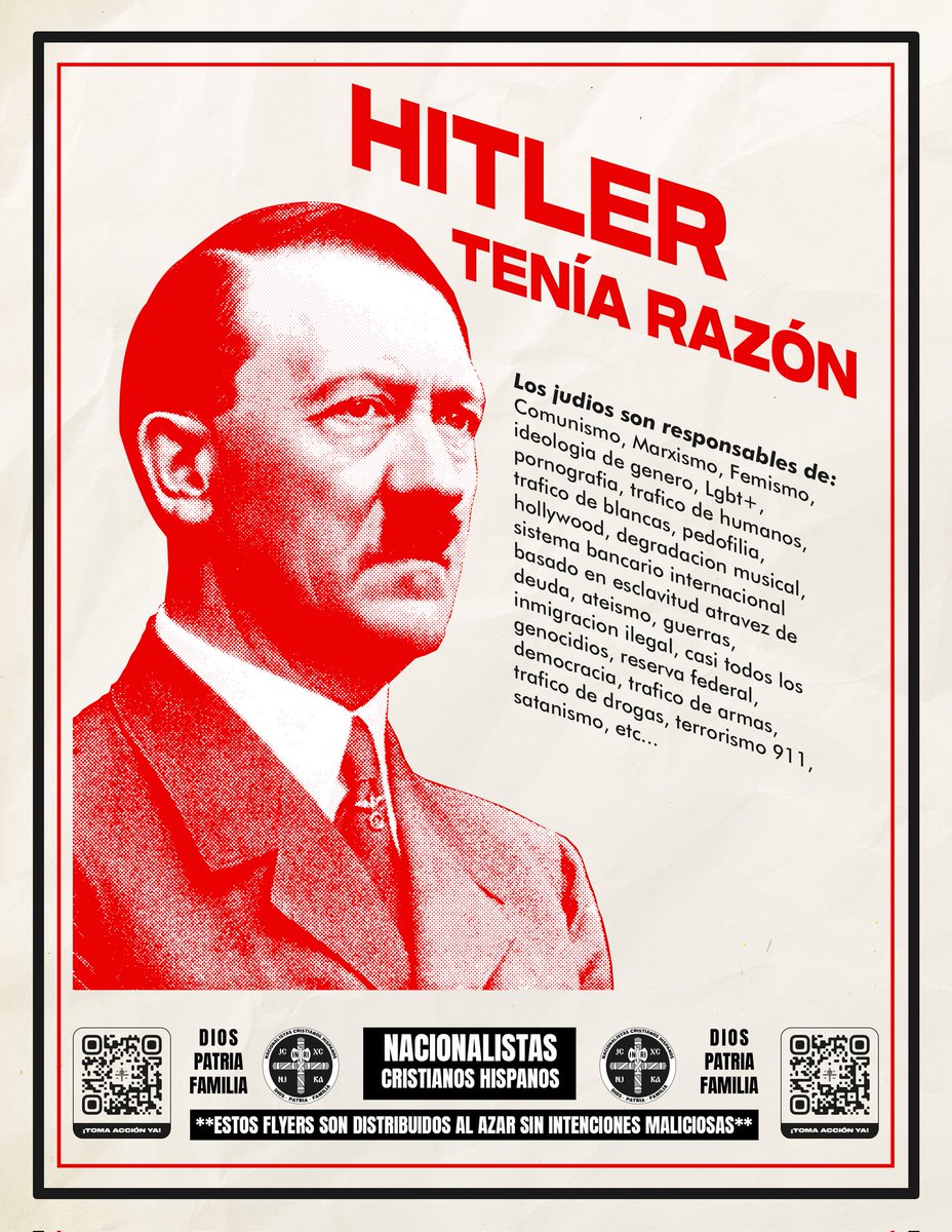 A.H. TENIA RAZON 💯

Todo lo ocurrido en los últimos años da la razón al pintor austriaco y a todos aquellos que denunciaron en el pasado la criminalidad del judaísmo internacional.