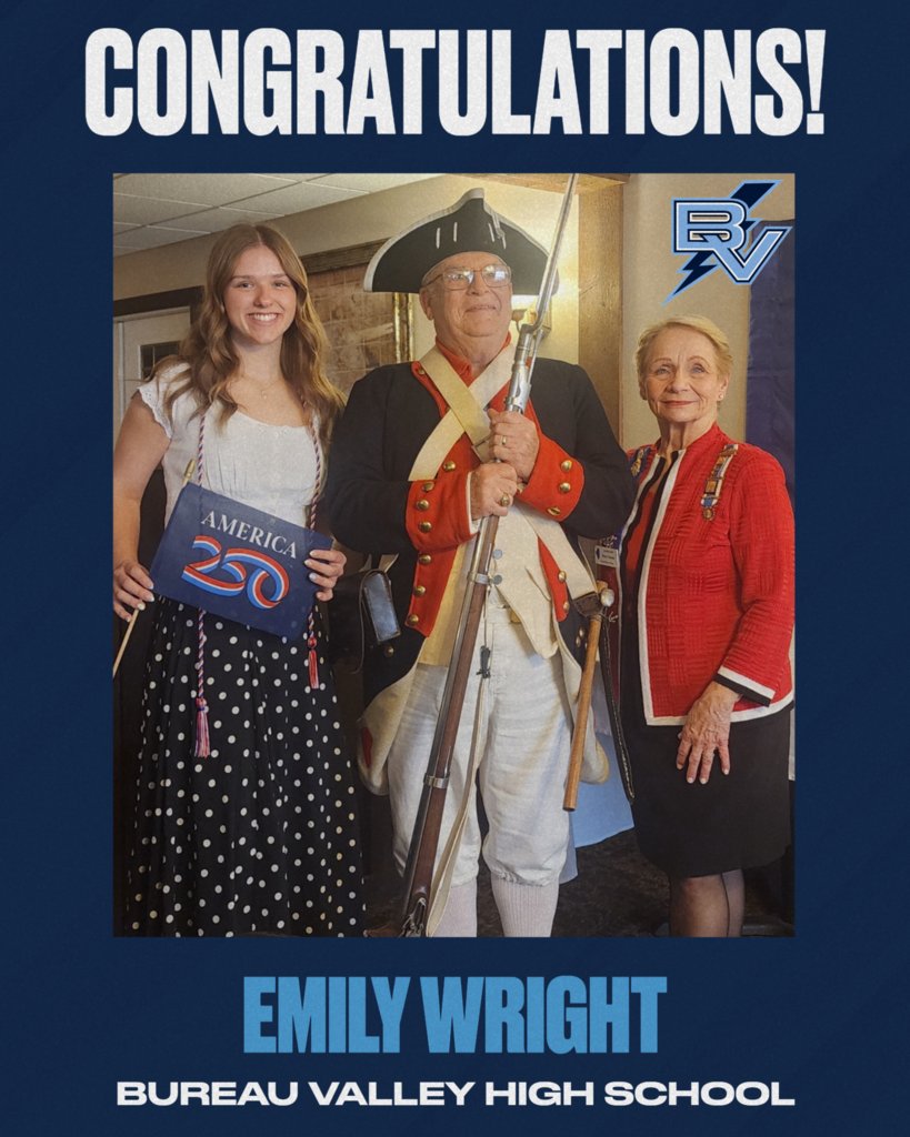 BVHS340's tweet photo. Congratulations to Emily Wright on receiving the DAR Good Citizen Award! This honor recognizes dependability, service, leadership, and patriotism, which are all qualities Emily exemplifies. We’re proud of her impact on the BV community. Well deserved! #StormPride https://t.co/1SUNRqJ6It