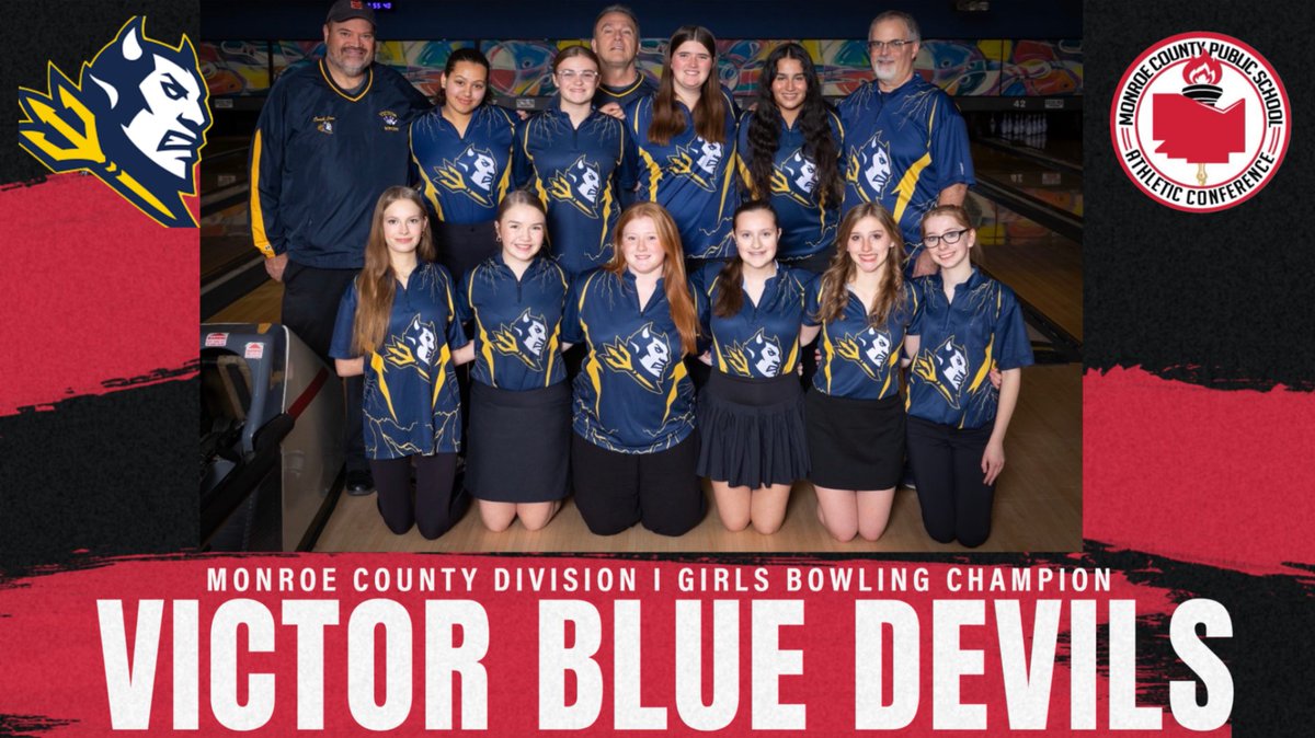 MCPSAC's tweet photo. Congratulations to VICTOR, our Monroe County Division I Girls Bowling champion. To see All-County 1st- and 2nd-team selections, individual honors and more: https://t.co/vz7OqvpSfQ

@VictorBLDevils https://t.co/MfETYblMjK