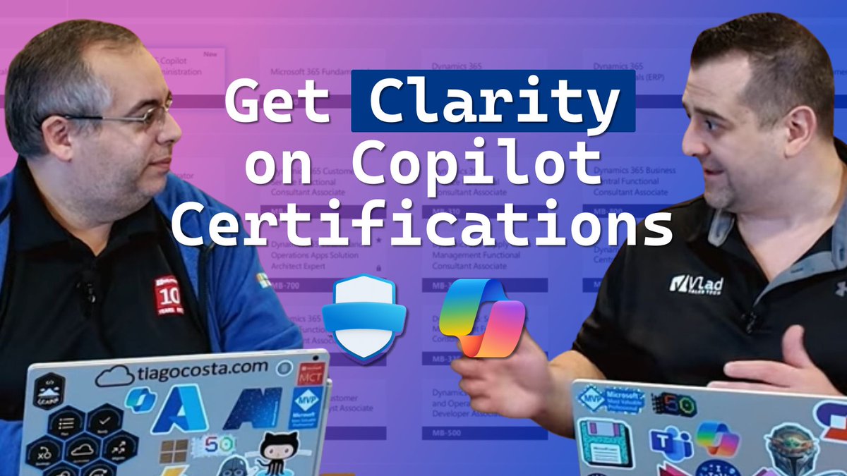 vladcatrinescu's tweet image. AB-900, AB-100, AB-730, AB-731… #MicrosoftCopilot’s cert lineup has exploded! I sat down with @tiagocostapt to make sense of what each one is for, and what surprised us.