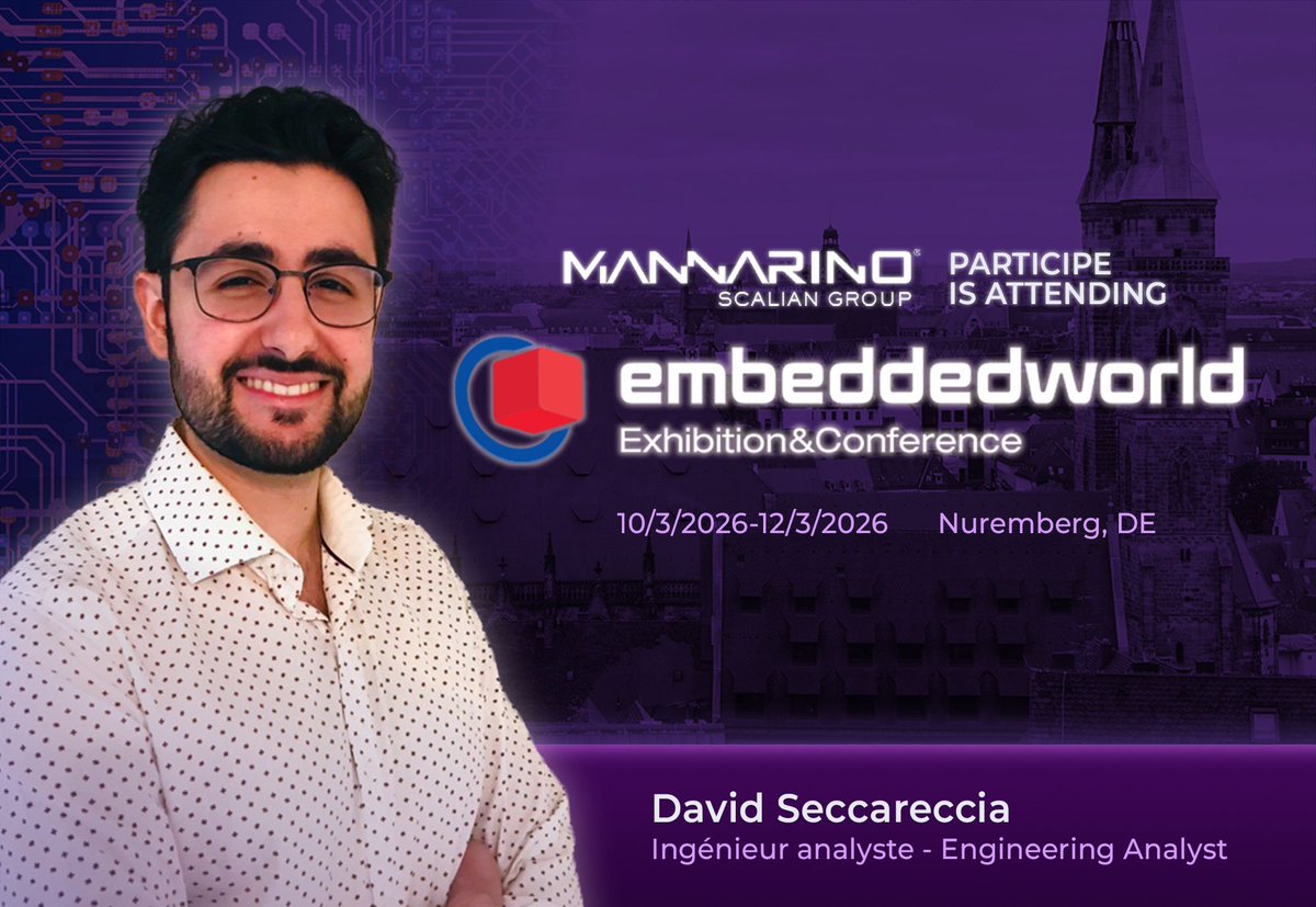 MANNARINO sera présent à EmbeddedWorld la semaine prochaine ! ✈️ Contacter David Seccareccia pour organiser un rendez-vous avec MANNARINO. 🖥️ 
/
MANNARINO will be attending EmbeddedWorld next week! ✈️ Contact David Seccareccia to book a discussion with MANNARINO. 🖥️