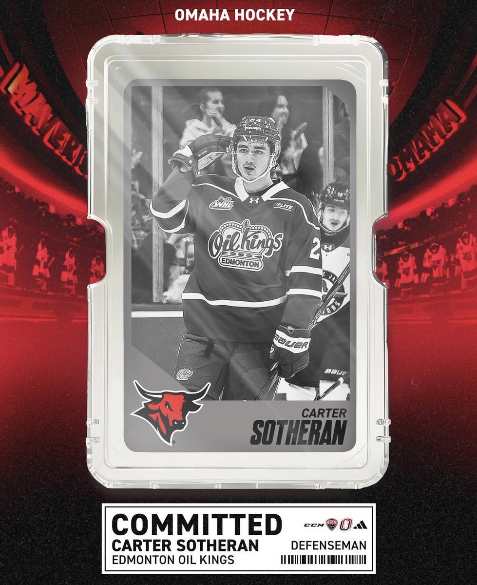 PuckPreps's tweet photo. 🚨BREAKING🚨

2005-born recruit Carter Sotheran has committed to Nebraska-Omaha! The 6’4 and 198 lbs defender has 63 points in 60 games split between the Portland Winterhawks and Edmonton Oil Kings. 

He was a 5th round pick of the Philadelphia Flyers in 2023. https://t.co/EuXc9jszhs