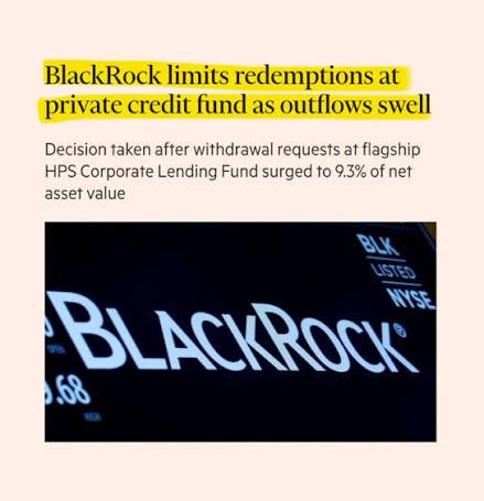 ‼️แมลงสาบโผล่มาอีกตัวแล้วครับทุกคน

BlackRock เอาไม่อยู่ เมื่อกองทุน HLEND (มูลค่า 2.6 หมื่นล้านดอลลาร์) เผชิญคลื่นมหาชนแห่ขอถอนเงินคืนถึง 1.2 พันล้านดอลลาร์ (9.3% ของ NAV) ในไตรมาสแรก

ตามกฎของกองทุนประเภทนี้ ผู้จัดการกองทุนมีสิทธิ์จำกัดการไถ่ถอนไว้ที่ 5% (จ่ายคืนแค่ 620
