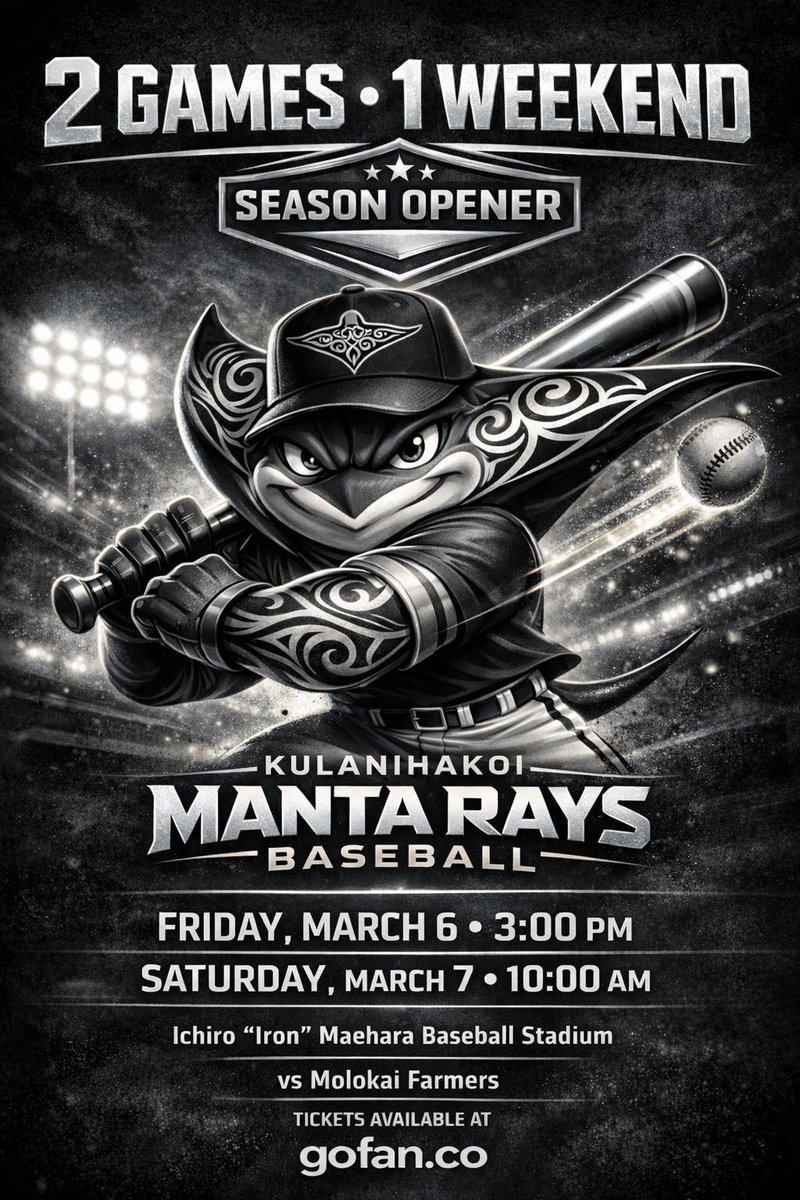 KHSMantaRays's tweet photo. ⚾️🔥SEASON OPENING SERIES STARTS TODAY! 🔥⚾️
Come see the Rays in action against the Farmers of Molokai. 3pm today and 10am tomorrow at Maehara. Follow the action on Gamechanger: https://t.co/tCjcsGtryN #LetsGoRays https://t.co/c6m3tfZKQW