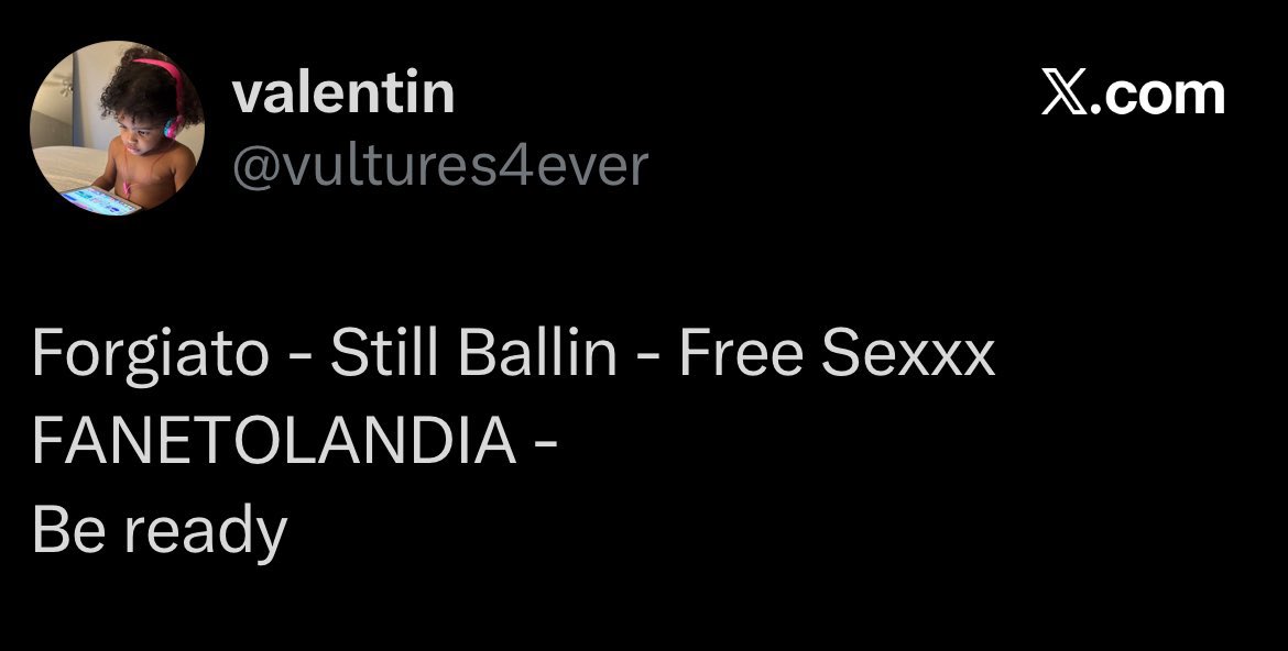 Secondo ciò che ha postato su X qualche giorno fa i prossimi saranno ‘Still Ballin’, ‘Free Sexxx’ e solo successivamente ‘Fanetolandia’. 💽
