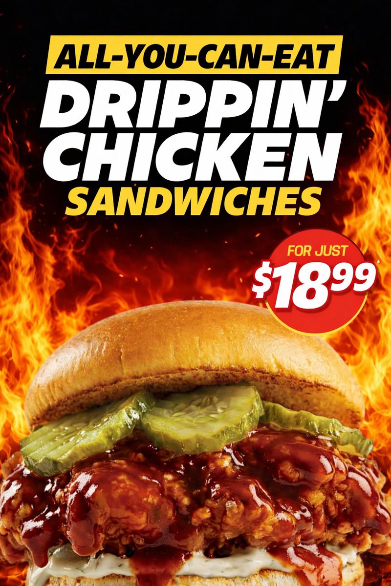 StLouisFairview's tweet photo. 🚨ALL-YOU-CAN-EAT DRIPPIN’ CHICKEN SANDWICHES FOR $18.99🚨

Be honest… How many could you eat?

For a limited time only at St. Louis Fairview Mall.

#AllYouCanEat #NorthYork https://t.co/51EG9igJyo
