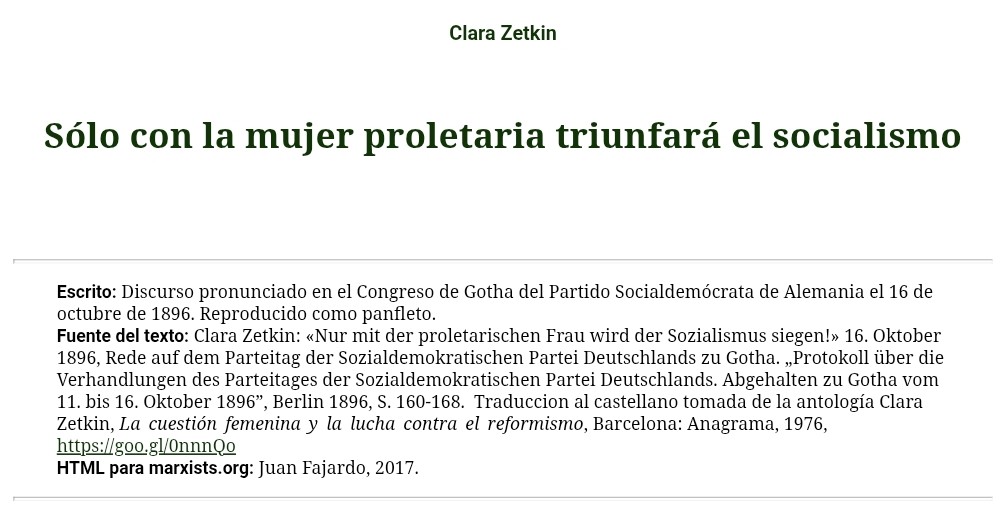 ProletariaClase's tweet photo. "Ella, la mujer proletaria, no necesita luchar contra los hombres de su clase para derrocar las barreras que ha levantado la libre concurrencia. (...) La mujer proletaria combate codo a codo con el hombre de su clase contra la sociedad capitalista."

Clara Zetkin https://t.co/vA6ne6d8tf