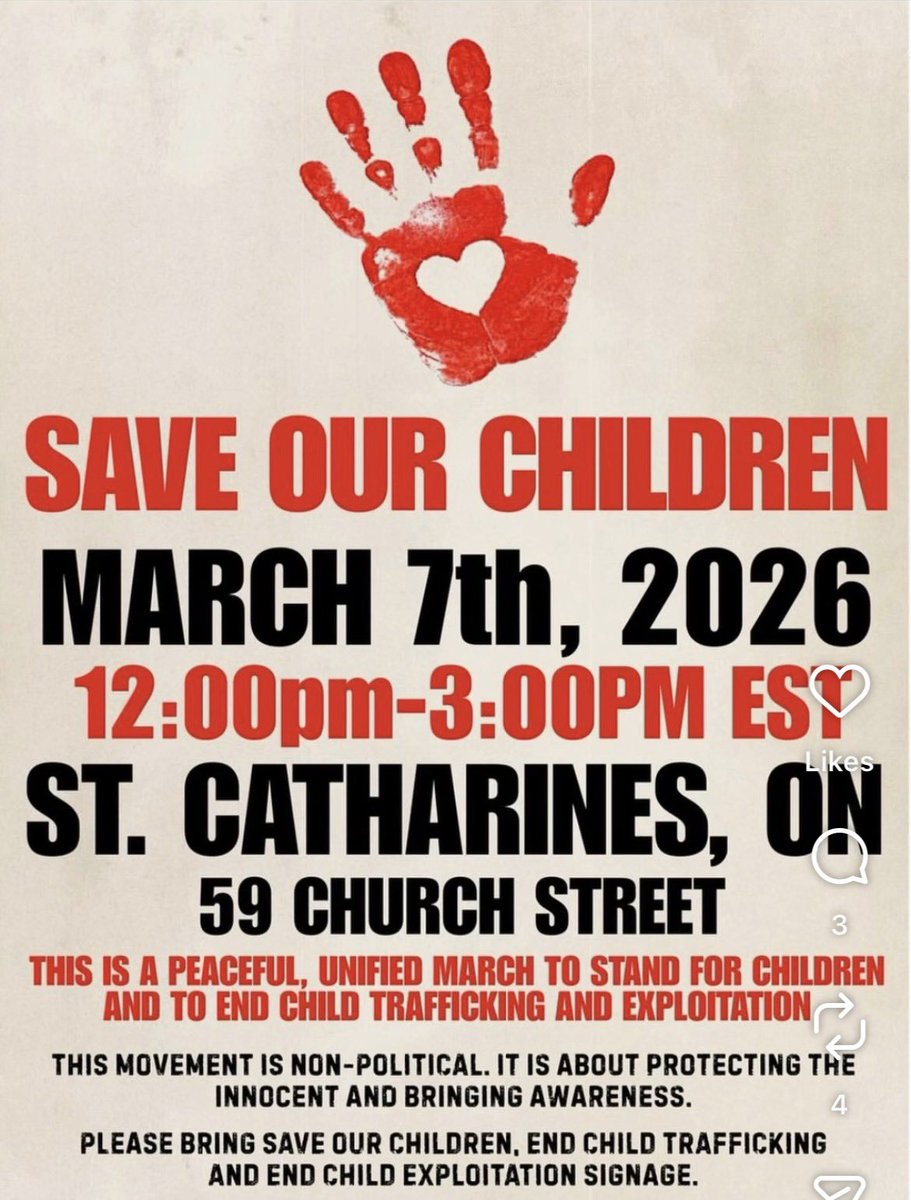 CanadaCHD's tweet image. #SAVEOURCHILDREN 
Saturday, March 7, 2026
12-3pm
#Toronto #StCatharines #Ontario
👉 MomsResist.ca