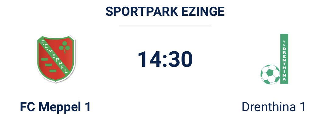 FCMeppel's tweet photo. MATCHDAY de thuiswedstrijd tegen Drenthina op het kunstgrasveld aangezien het hoofdveld een metamorfose ondergaat. Revanche voor de 1-0 verlies in de uitwedstrijd plus goed resultaat is nodig onder top 3 in het vizier te houden. Kortom, support jouw club! https://t.co/hDyAz4trjX