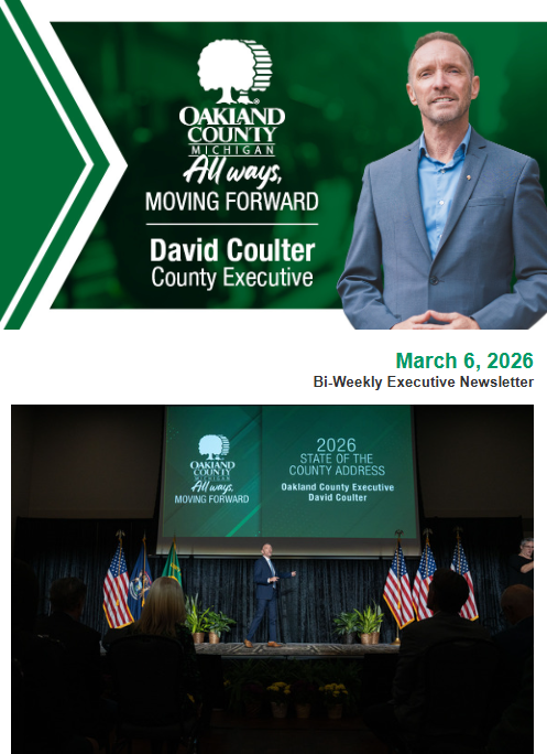 OakGovEO's tweet photo. I’m optimistic about our future, despite pessimism about the state of our world. At #OaklandCounty, we’re showing what opportunities can be created through collaboration and bipartisanship. Find out more in my #AllWaysMovingForward newsletter: https://t.co/eka8JnyxY7. #OCSOTC26 https://t.co/cdQJJNNdBS