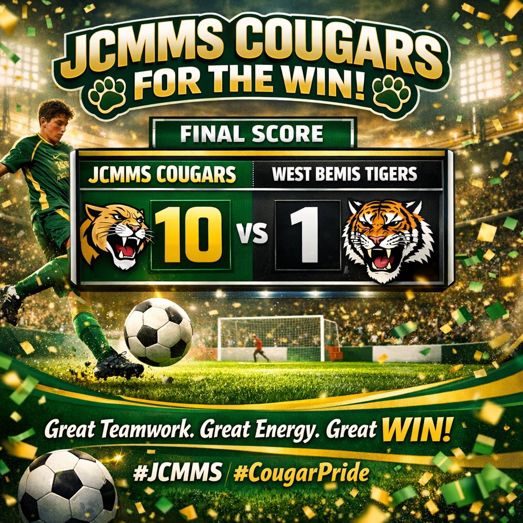 JmcssA's tweet photo. #Winning #YoungCougarPride @jcmmscougars @suptking https://t.co/jRBZguBpgd