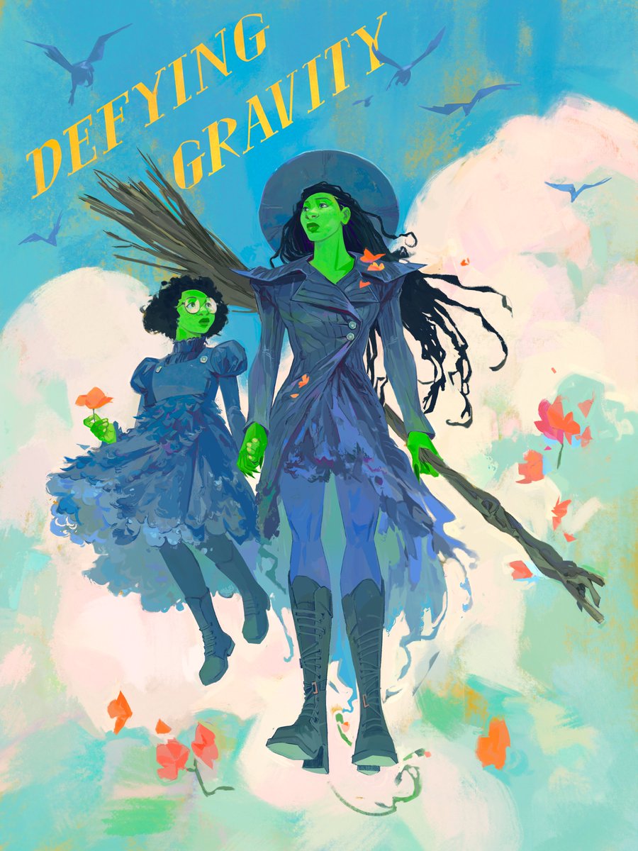 crowwkui's tweet photo. it's been a while! fan art and personal work to return soon, but for now:  

“Defying gravity: a Wicked exhibition” is officially open to the public at Gallery Nucleus!  It was a huge honor to be a part of this show o̴̶̷᷄﹏o̴̶̷̥᷅ https://t.co/6OdLRo0bIU