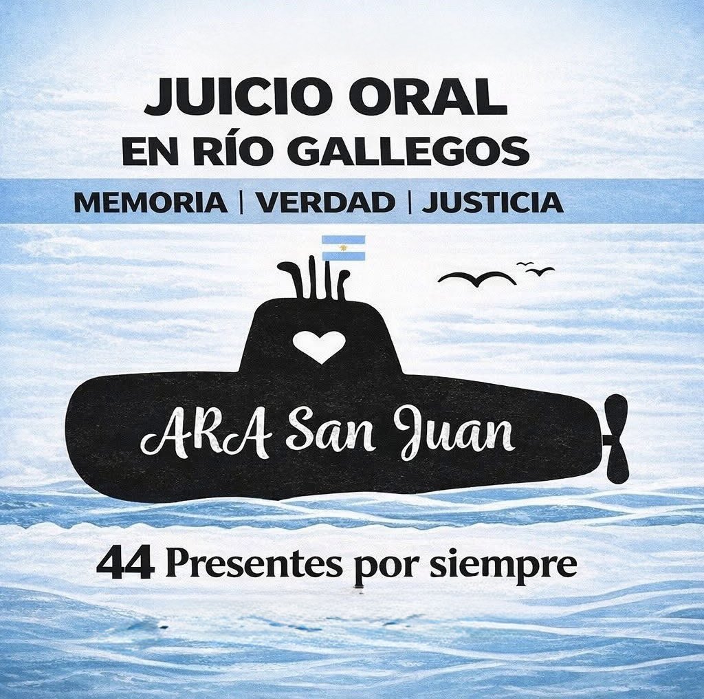 Después de 99 meses y 16 días  empezó el juicio oral por el hundimiento del Submarino ARA San Juan. 
Un hecho que tomó relevancia a nivel mundial y que hoy  sólo son cuatro las personas imputadas.
El tiempo pasó muy rápido pero las ausencias de los/a  44  siguen doliendo😭