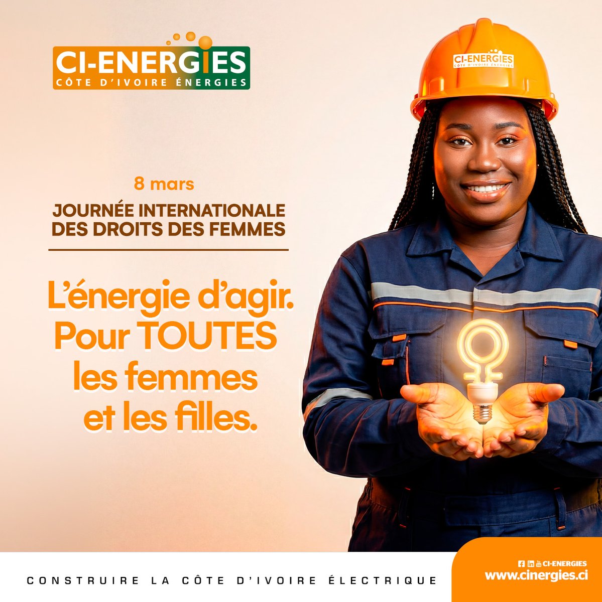 CI_ENERGIES's tweet photo. Honneur à toutes les femmes qui, par leur travail et leur détermination, participent à bâtir une Côte d’Ivoire plus forte.
Merci pour votre énergie d’agir.

#8Mars #Femmes #CIENERGIES https://t.co/J3xtaKcaU1