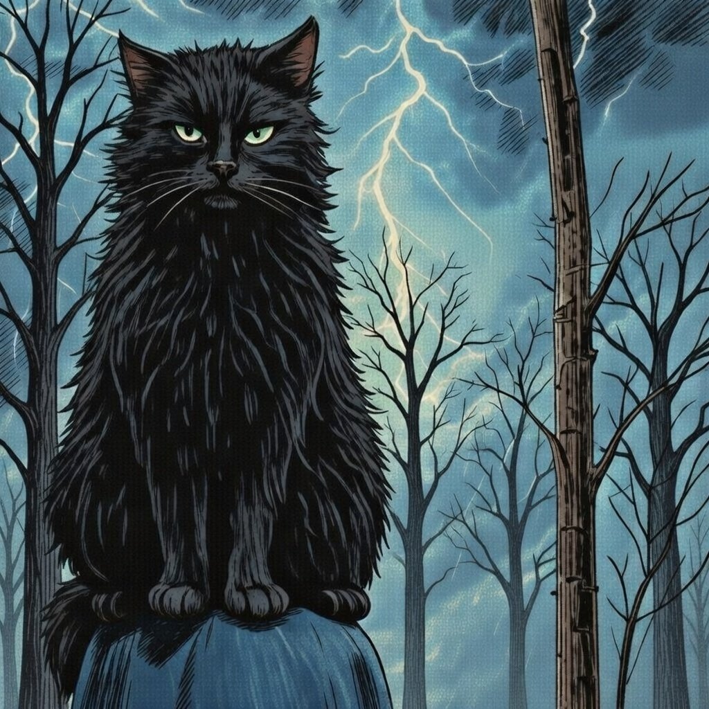 HJBlenkinsop's tweet photo. Avoid this small animal while travelling in Russian woodlands. He is called the Bayun Cat, and he lulls travelers into deep sleep with his enchanting tales and melodious voice, making them lose their way in the forests like a feline Will o' the Wisp.  #FolkloreSunday #catlore https://t.co/eciDWxeo2q
