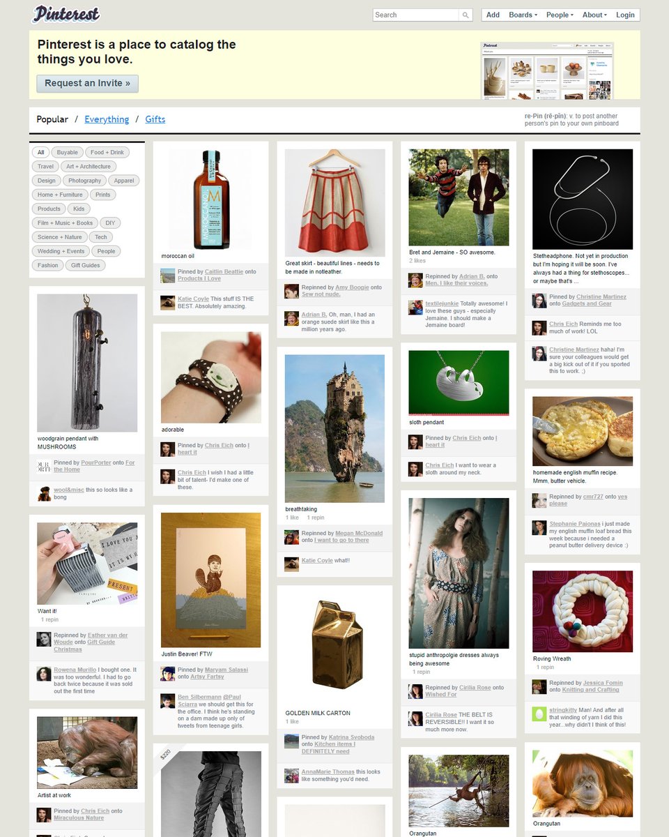 WebDesignMuseum's tweet image. On March 6, 2010, Ben Silbermann, Paul Sciarra, and Evan Sharp launched the first prototype of Pinterest, a social network that allows users to share photos, and create collections of images.  

#InternetHistory