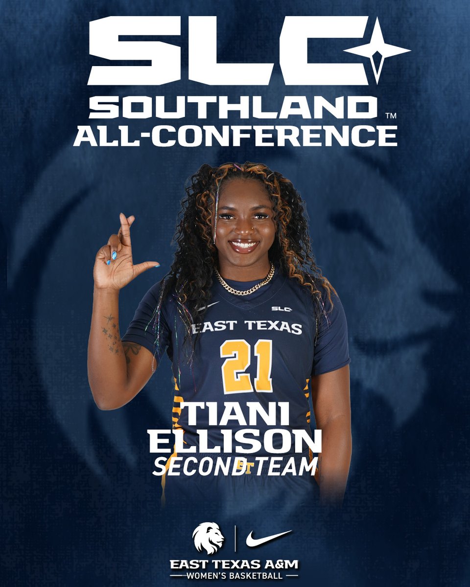 Lion_Athletics's tweet photo. Tiani Ellison has been named to second team all-@SouthlandSports for @Lion_WBB! #HailET https://t.co/dRvuOQQb1t