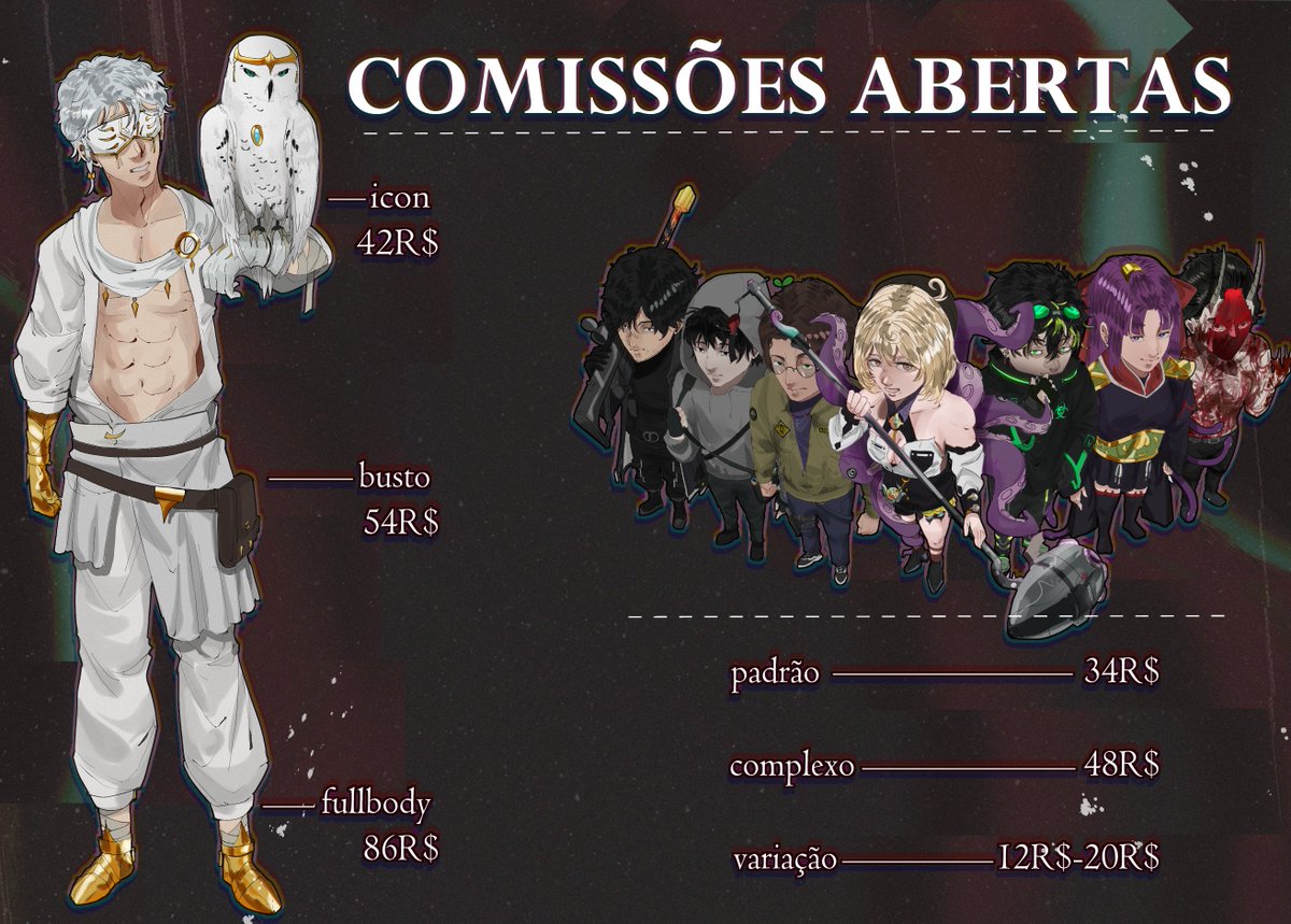 Kleudoartes's tweet image. Olá a todos! Estou voltando a ser mais ativo no twitter, então se tiver algum interesse em comissionar meu trabalho, é só chamar na DM!
Abaixo, os valores das minhas artes e do Driver que contém vários tokens.
#OrdemParanormal #ODP #ordemparanormalfanart #HEXATOMBE