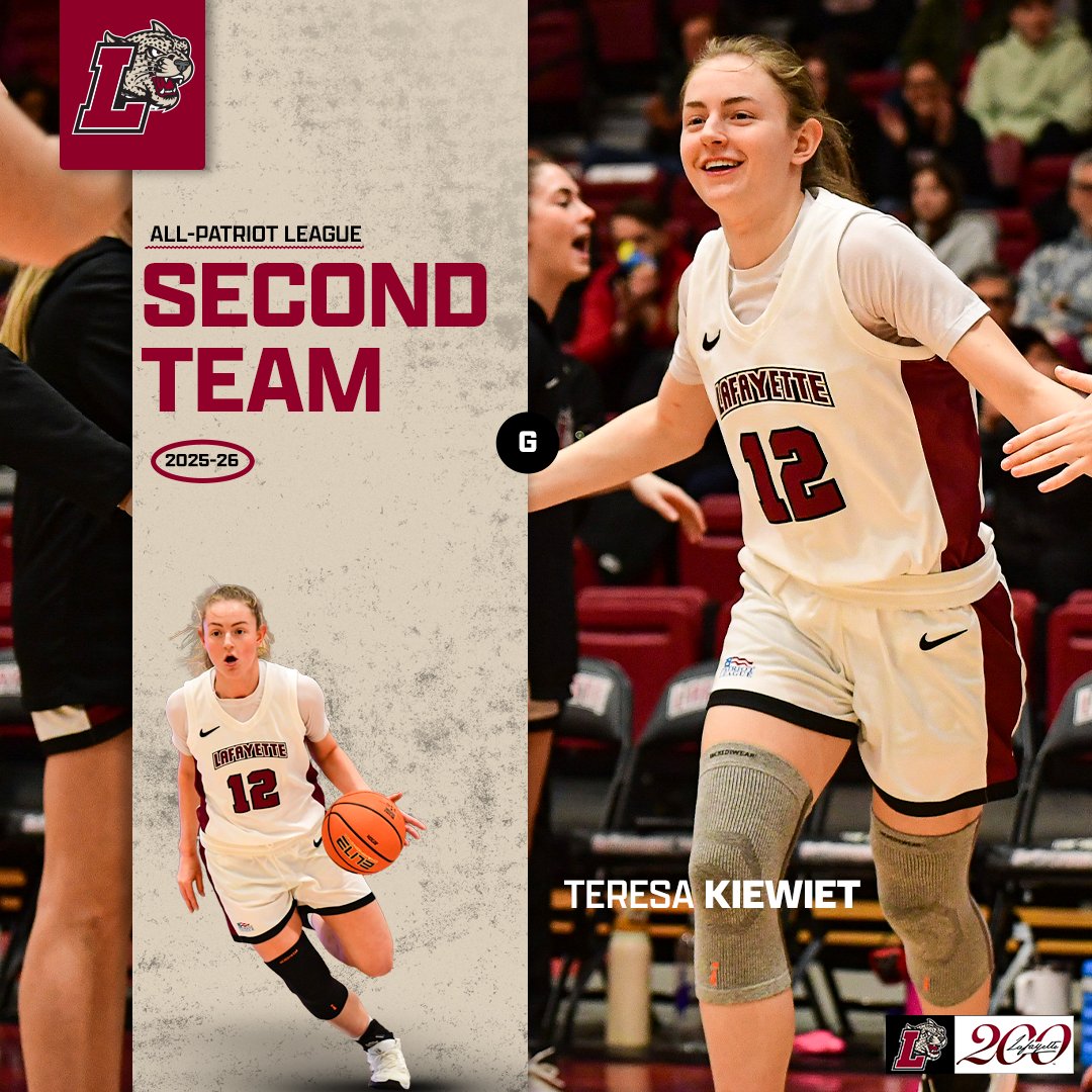 LafayetteWBB's tweet photo. Locked in all season long🔒

Teresa Kiewiet earned a spot on the @PatriotLeague All-League Second Team!

📰https://t.co/Vf3DNpo0CV

#RollPards | #ClimbTheHill | #LafayetteCollege200 https://t.co/jsgwFCN59B