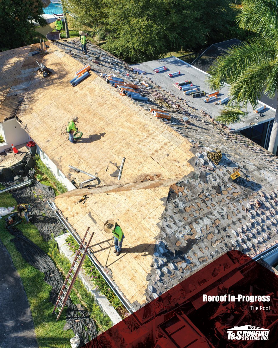 TSRoofing's tweet image. Tear-off and new #TileRoof installation currently underway in #CutlerBay. #ExcellenceInProgress
