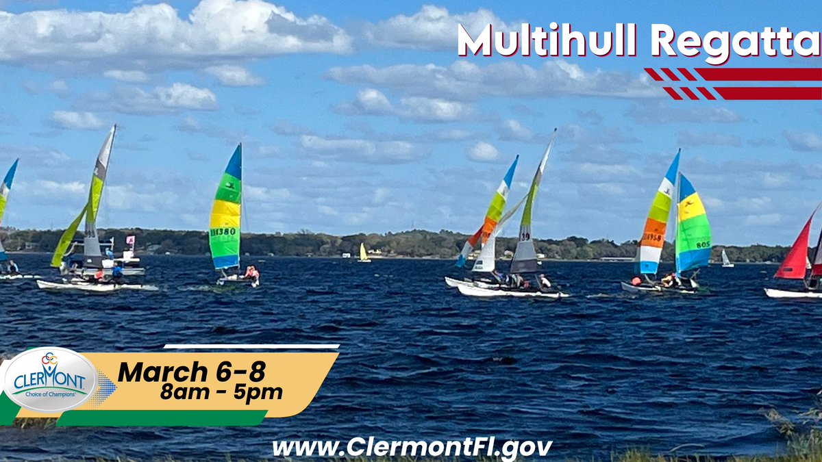 cityofclermont1's tweet photo. The Multihull Regatta has begun! Head out to our beautiful Waterfront park this weekend and you can capture the amazing views as you watch them on our beautiful lake! They will be there today, Saturday and Sunday from 8-5!

#multihull #regatta #clermontregatta, #clermont, #clermontfl, #clermontflorida, #allclermont #clermontinfo, #clermontnews, #clermontlakes #lakelife