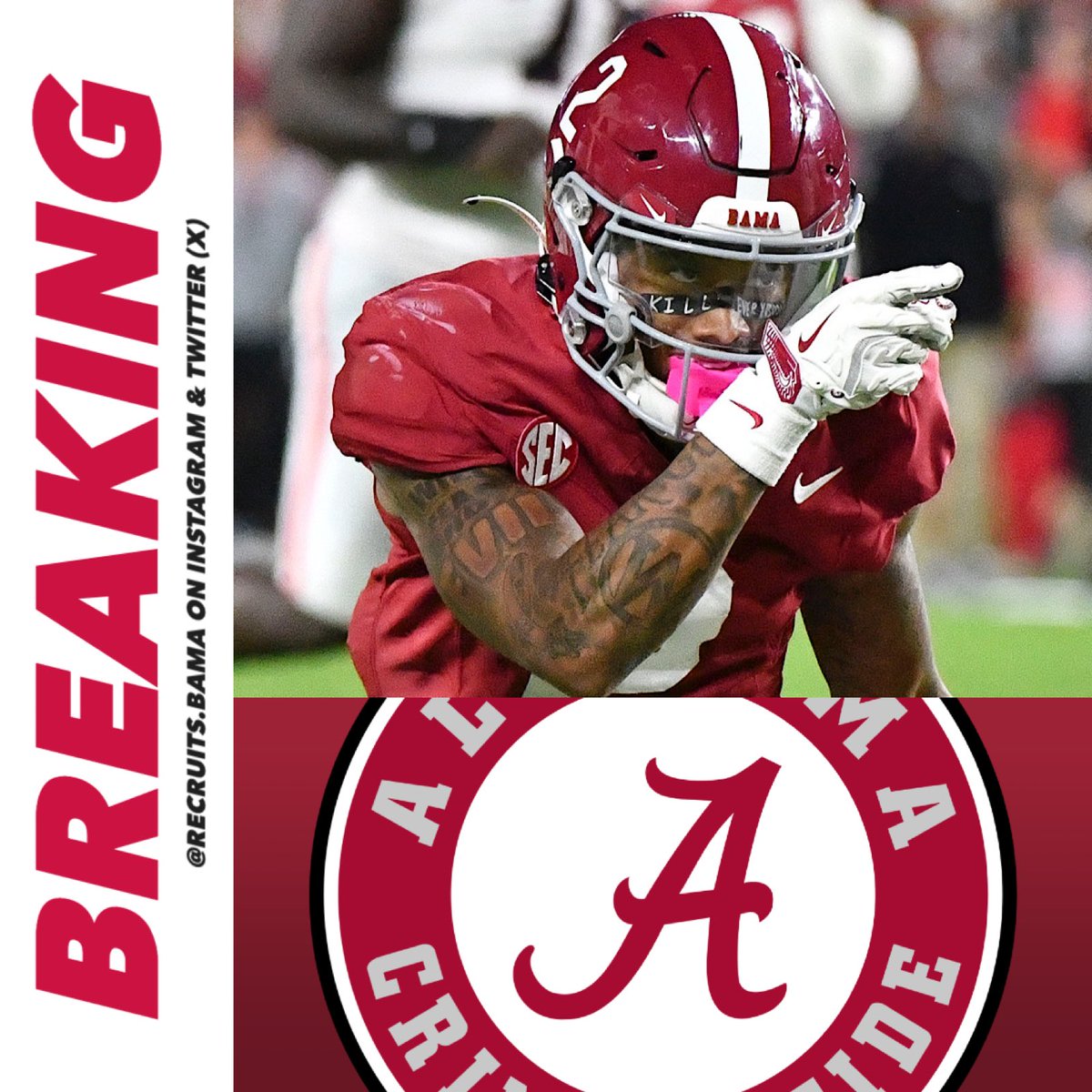 RecruitsBama's tweet photo. 𝗕𝗥𝗘𝗔𝗞𝗜𝗡𝗚: Alabama WR Ryan Williams has a new NAME and JERSEY NUMBER 👀

He announced on Instagram that he is now Ryan Coleman-Williams and that he will wear No. 1 this upcoming season

What do you think about this? 🤔 https://t.co/MCkjPLwvmE