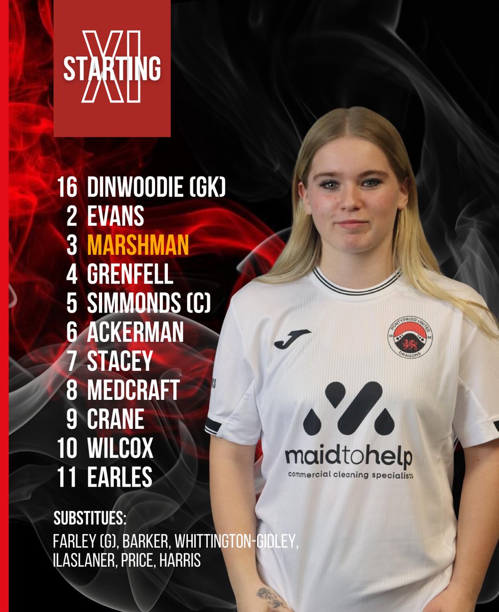 PontyUnitedW's tweet photo. Our U19s Starting XI to take on Barry Town Women U19s this evening! 

Let's Go Ponty! 👊🐉

#WeAreUnited #OneClub https://t.co/bfuxPP4KLv